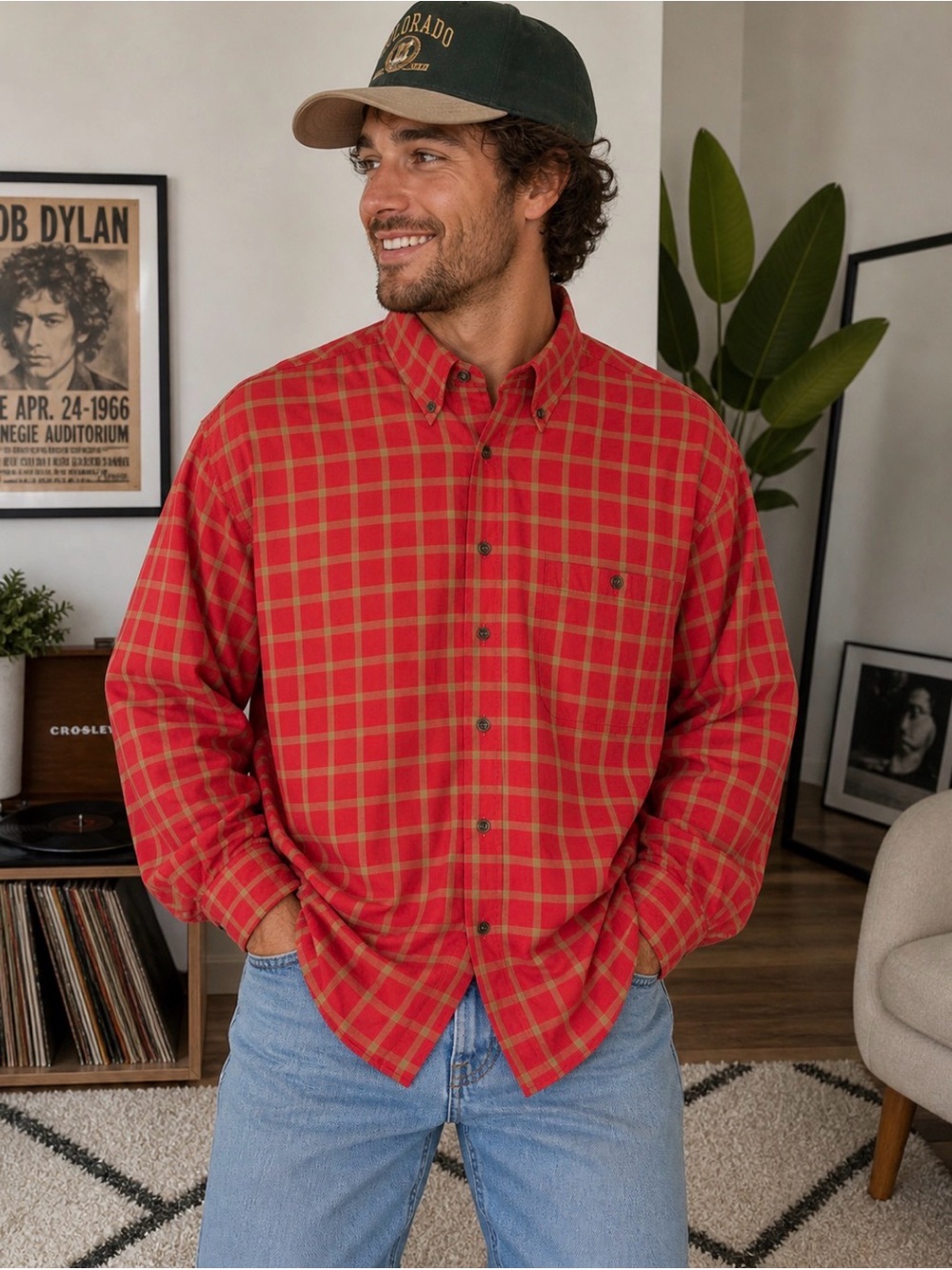 Scott Barber Men's Tangerine Check Button-Down Shirt Cotton Size XL
